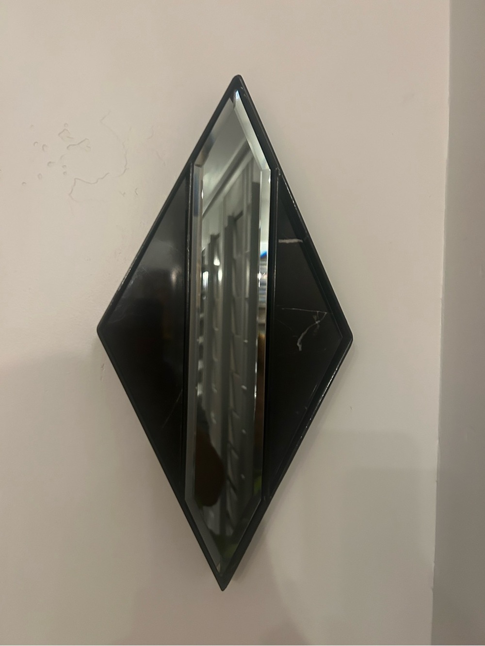 Vintage Diamond -Shaped Black Wall Mirror with granite veining - Picture 2 of 5